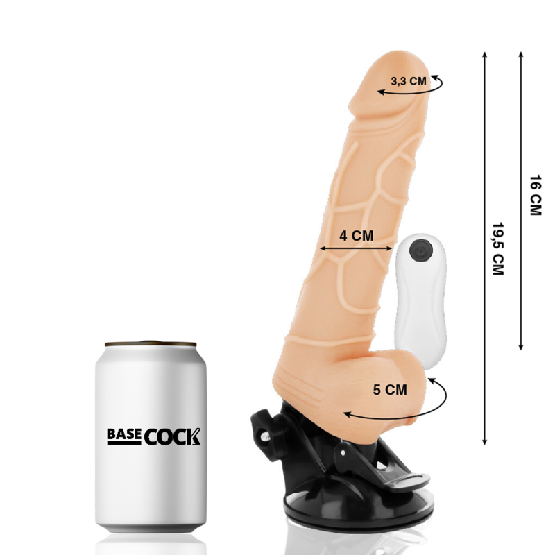 BASECOCK - REALISTIC VIBRATOR REMOTE CONTROL NATURAL WITH TESTICLES 19.5 CM -O- 4 CM - NOCTURNA DESIRES