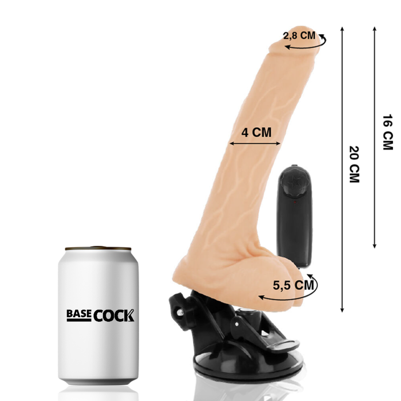 BASECOCK - REALISTIC NATURAL REMOTE CONTROL VIBRATOR WITH TESTICLES 20 CM -O- 4 CM - NOCTURNA DESIRES