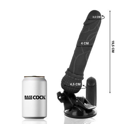 BASECOCK - REALISTIC VIBRATOR REMOTE CONTROL BLACK 19.5 CM -O- 4 CM - NOCTURNA DESIRES