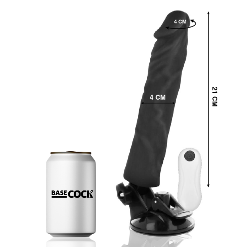 BASECOCK - REALISTIC VIBRATOR REMOTE CONTROL BLACK 21 CM -O- 4 CM - NOCTURNA DESIRES