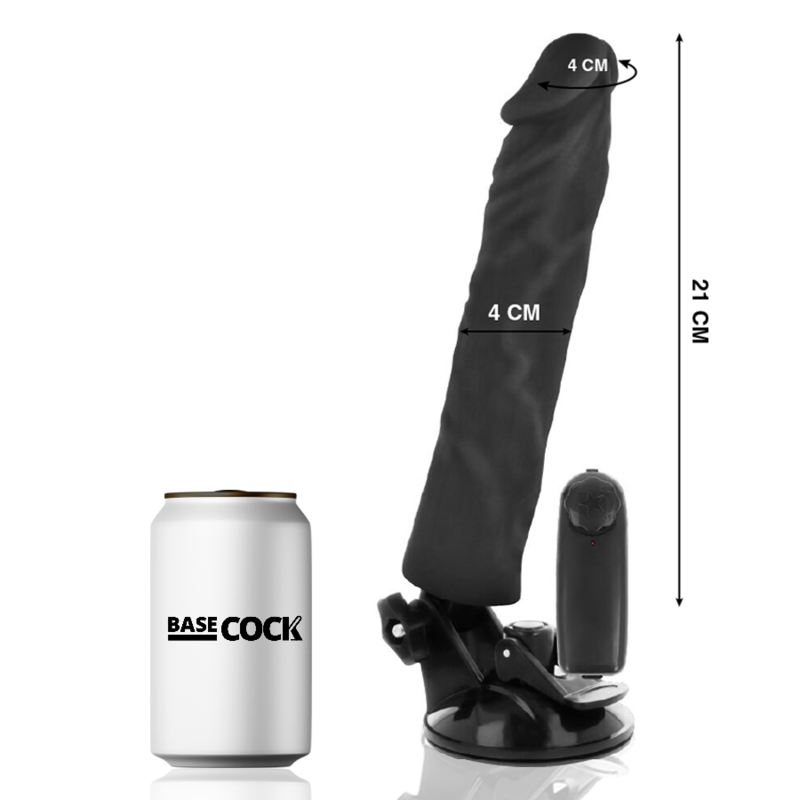 BASECOCK - REALISTIC VIBRATOR REMOTE CONTROL BLACK 21 CM -O- 4 CM - NOCTURNA DESIRES