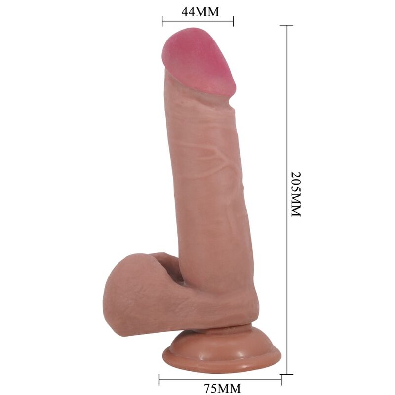 PRETTY LOVE - SLIDING SKIN SERIES REALISTIC DILDO WITH SLIDING SKIN SUCTION CUP BROWN 20.5 CM - NOCTURNA DESIRES