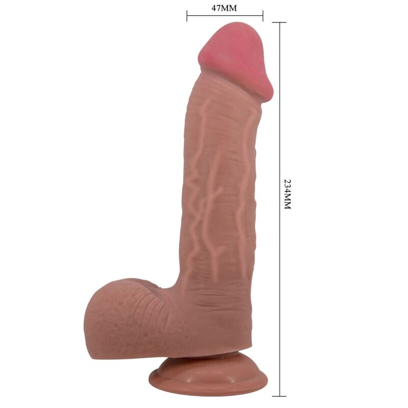PRETTY LOVE - SLIDING SKIN SERIES REALISTIC DILDO WITH SLIDING SKIN SUCTION CUP BROWN 23.4 CM - NOCTURNA DESIRES