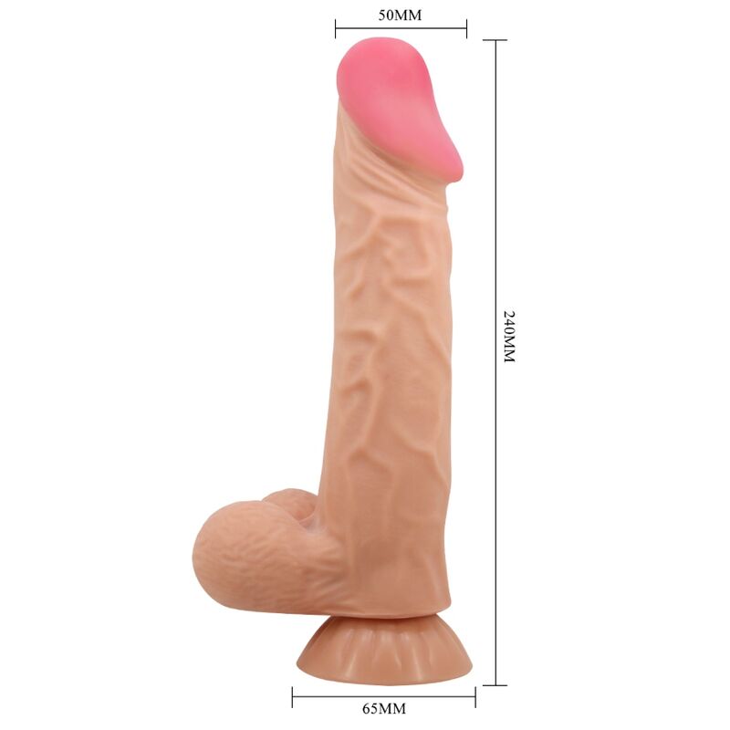 PRETTY LOVE - SLIDING SKIN SERIES REALISTIC DILDO WITH SLIDING SKIN SUCTION CUP REMOTE CONTROL FLESH 24 CM - NOCTURNA DESIRES