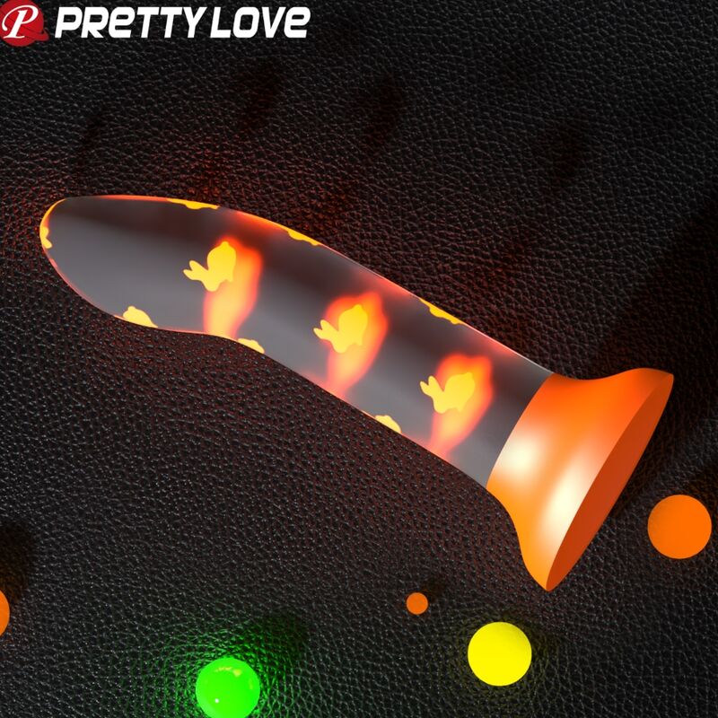 PRETTY LOVE - MAGICAL NIGHTFALL DILDO WITHOUT VIBRATION LUMINOUS ORANGE - NOCTURNA DESIRES