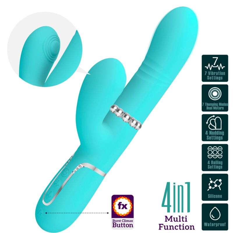 PRETTY LOVE - MULTIFUNCTION G-SPOT VIBRATOR AQUA GREEN - NOCTURNA DESIRES