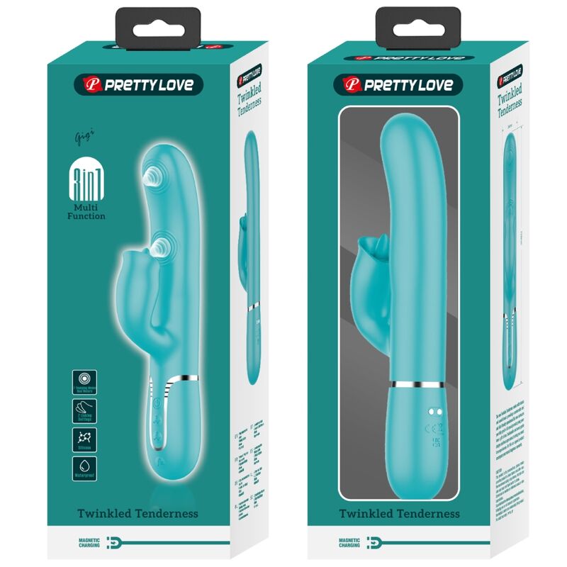 PRETTY LOVE - RABBIT VIBRATOR WITH LICKING AQUA GREEN - NOCTURNA DESIRES