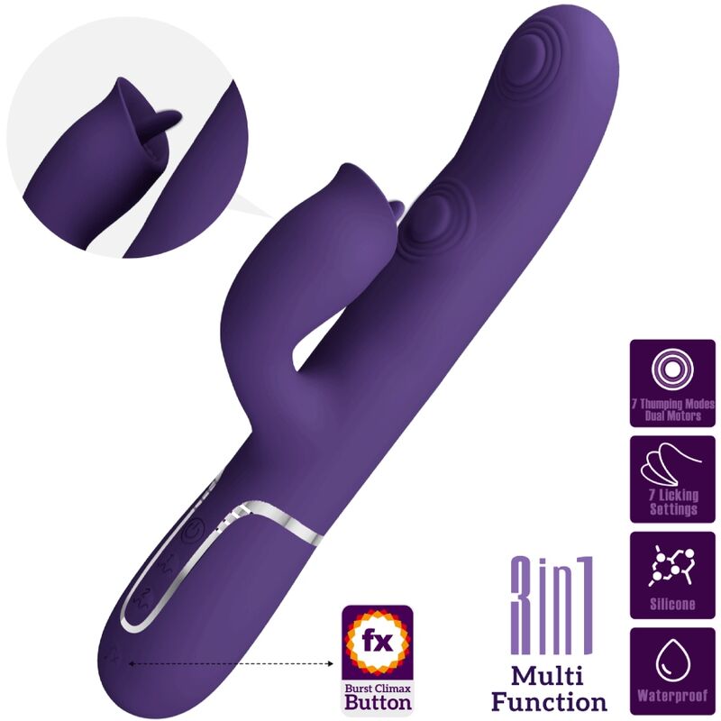 PRETTY LOVE - RABBIT VIBRATOR WITH LICKING PURPLE - NOCTURNA DESIRES