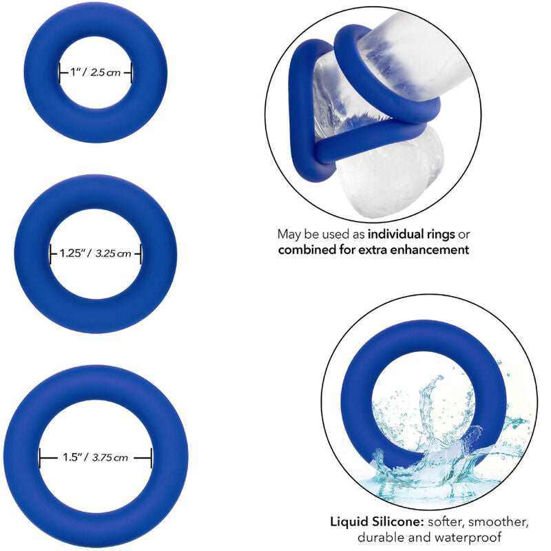CALEXOTICS - ADMIRAL COCK RING SET BLUE - NOCTURNA DESIRES