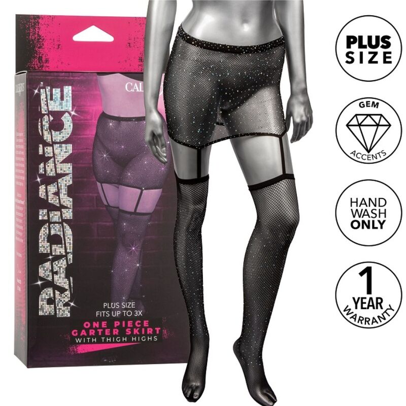 CALEXOTICS - RADIANCE GARTER SKIRT THIGH HIGHS PLUS SIZE - NOCTURNA DESIRES