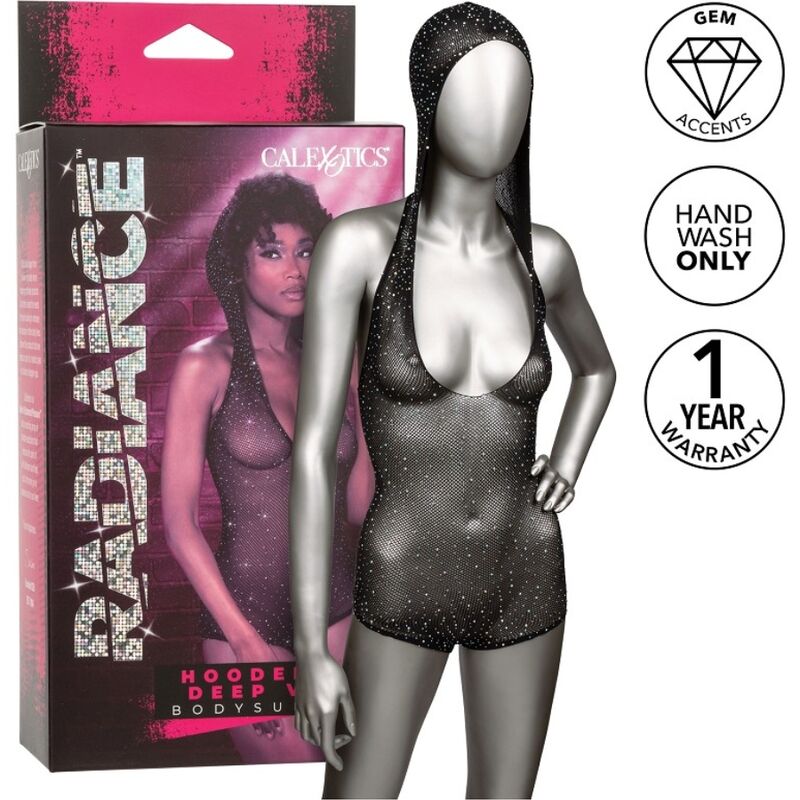 CALEXOTICS - RADIANCE HOODED DEEP V BODYSUIT - NOCTURNA DESIRES