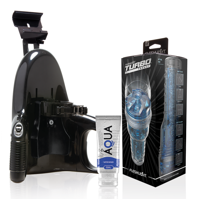 FLESHLIGHT - TURBO THRUST BLUE ICE + UNIVERSAL LAUNCH + AQUA QUALITY LUBRICANT 50 ML - NOCTURNA DESIRES