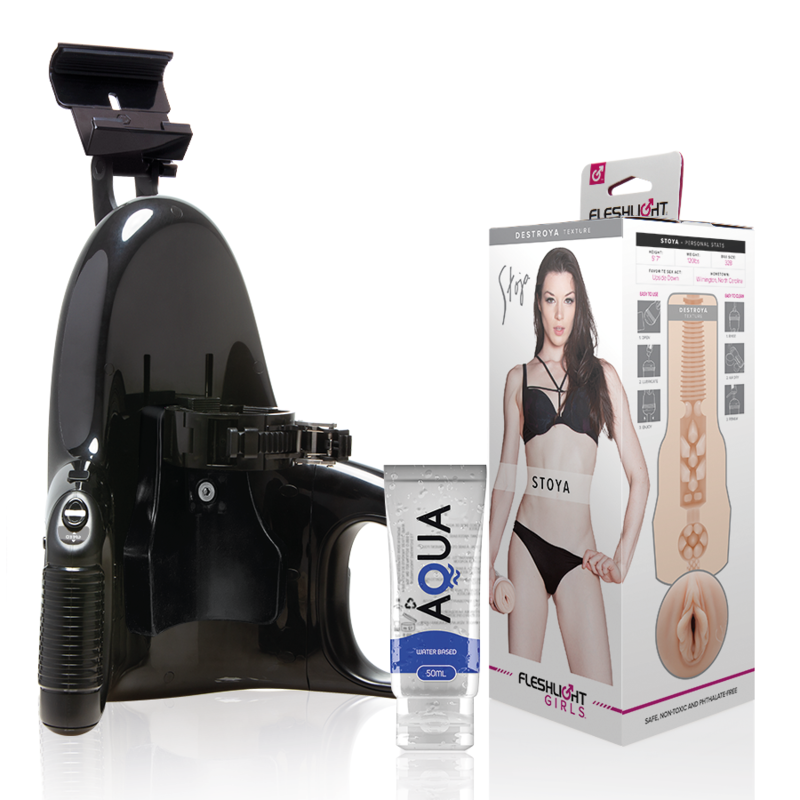 FLESHLIGHT - VAGINA STOYA DESTROYA + UNIVERSAL LAUNCH + AQUA QUALITY LUBRICANT 50 ML - NOCTURNA DESIRES