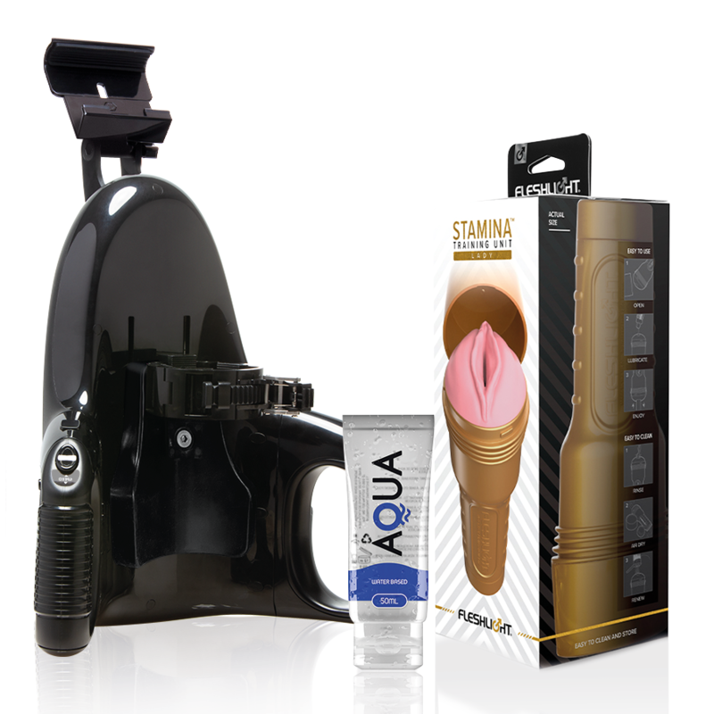 FLESHLIGHT - PINK LADY STAMINA TRAINING UNIT + UNIVERSAL LAUNCH + AQUA QUALITY LUBRICANT 50 ML - NOCTURNA DESIRES
