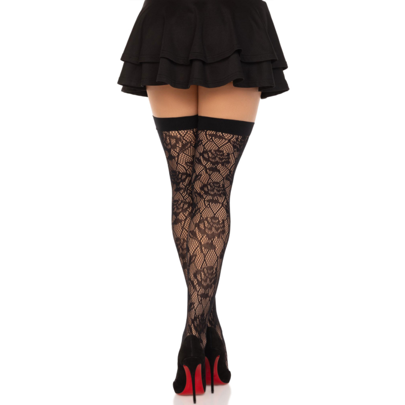 LEG AVENUE - WILD ROSES NET STOCKS BLACK - NOCTURNA DESIRES