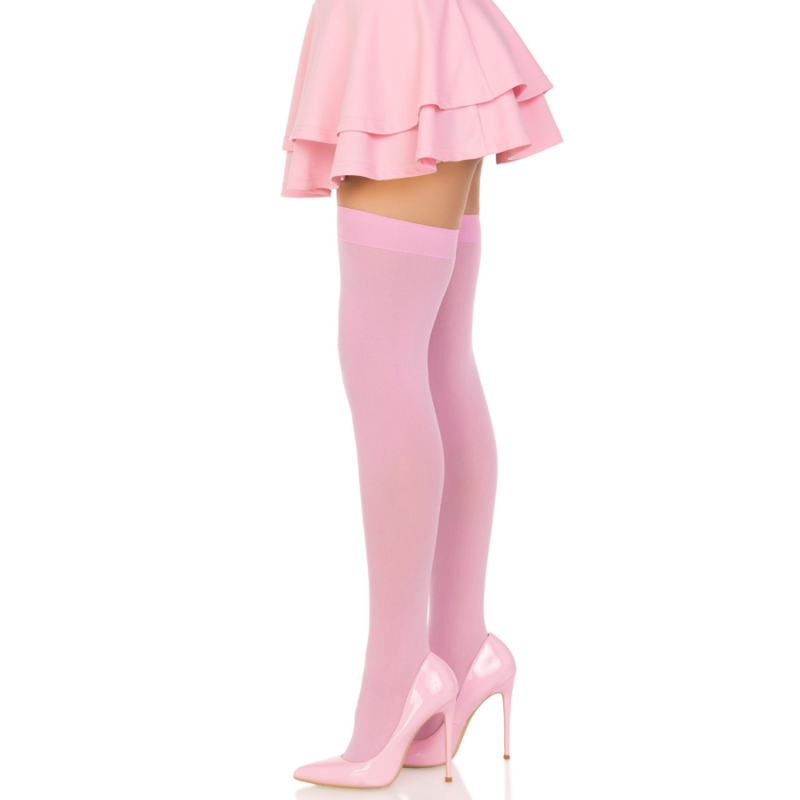 LEG AVENUE - NYLON THIGH HIGHS PINK - NOCTURNA DESIRES