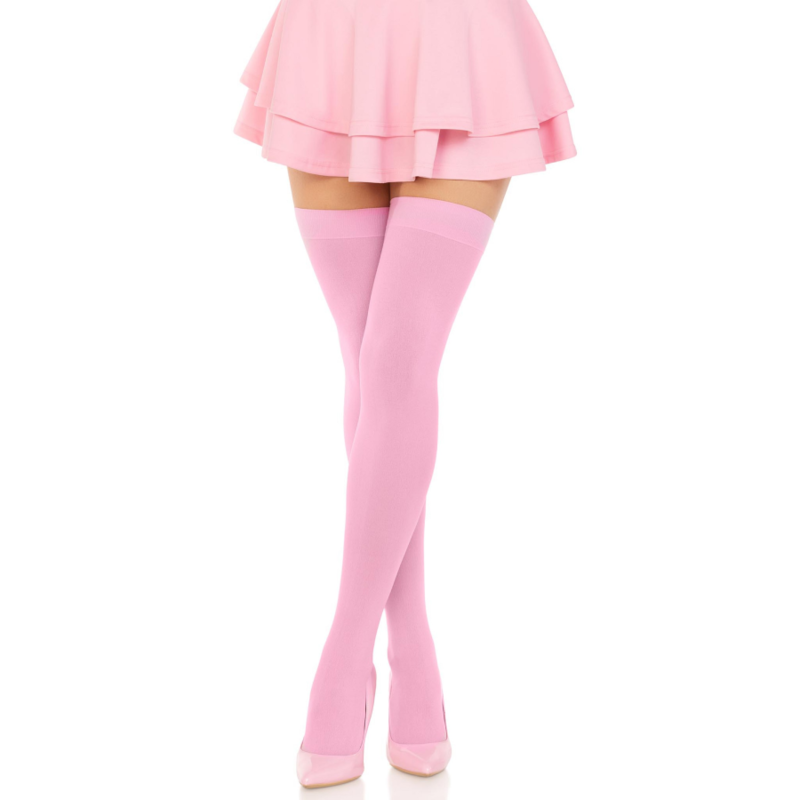 LEG AVENUE - NYLON THIGH HIGHS PINK - NOCTURNA DESIRES