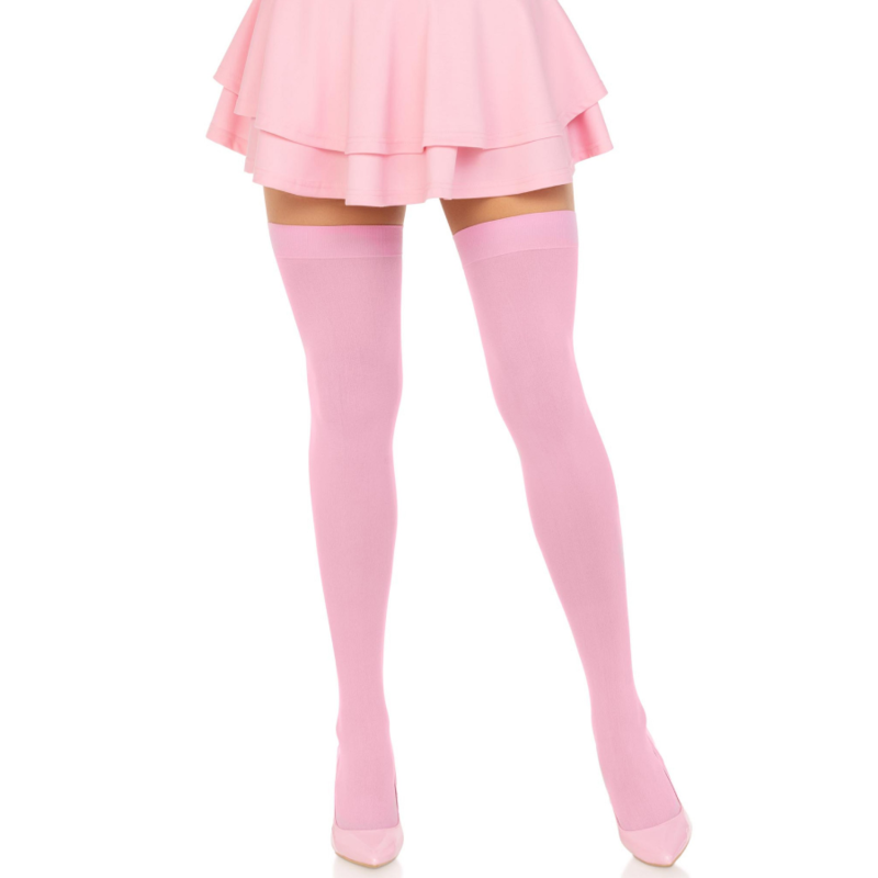 LEG AVENUE - NYLON THIGH HIGHS PINK - NOCTURNA DESIRES