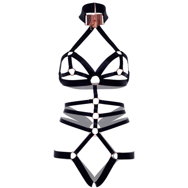 LEG AVENUE - CROTCHLESS ELASTIC BODY HARNESS - NOCTURNA DESIRES