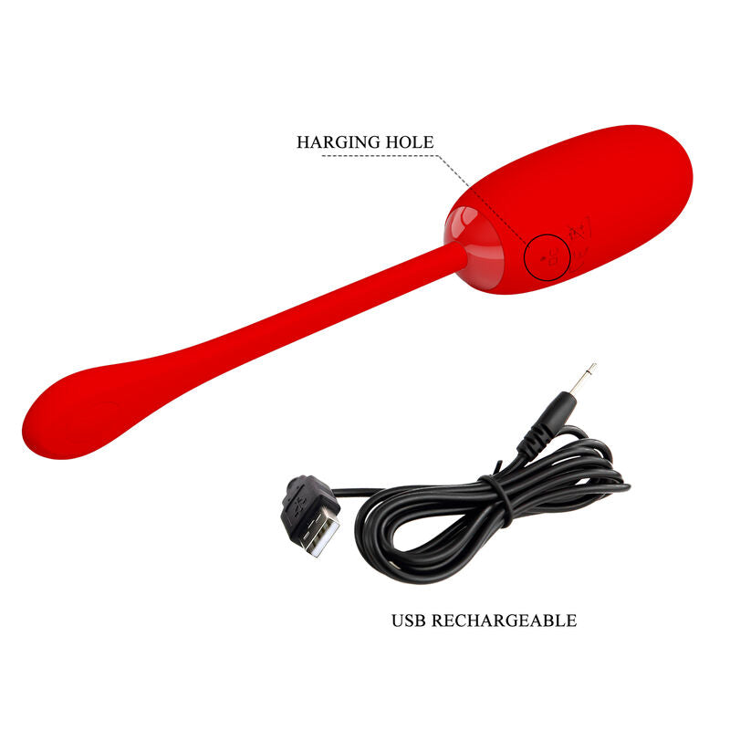 PRETTY LOVE - JULIUS WATERPROOF-RECHARGEABLE VIBRATING EGG RED - NOCTURNA DESIRES