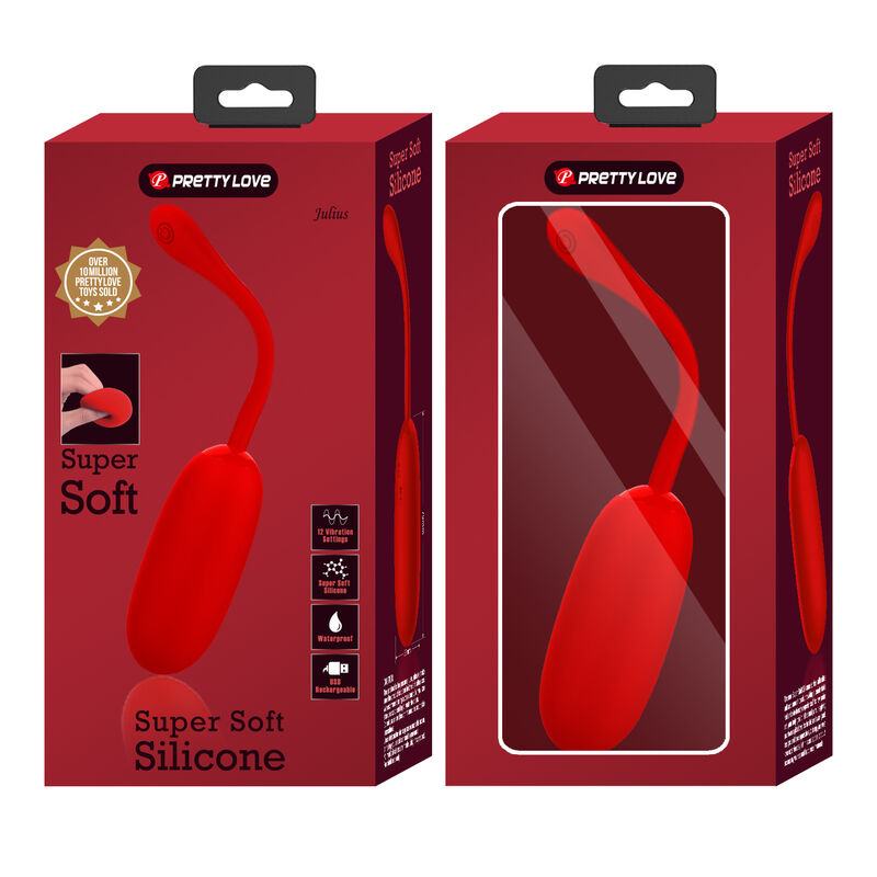 PRETTY LOVE - JULIUS WATERPROOF-RECHARGEABLE VIBRATING EGG RED - NOCTURNA DESIRES