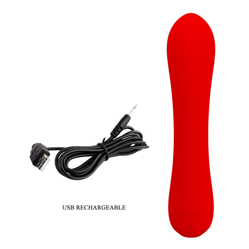 PRETTY LOVE - PRESCOTT RECHARGEABLE VIBRATOR RED - NOCTURNA DESIRES