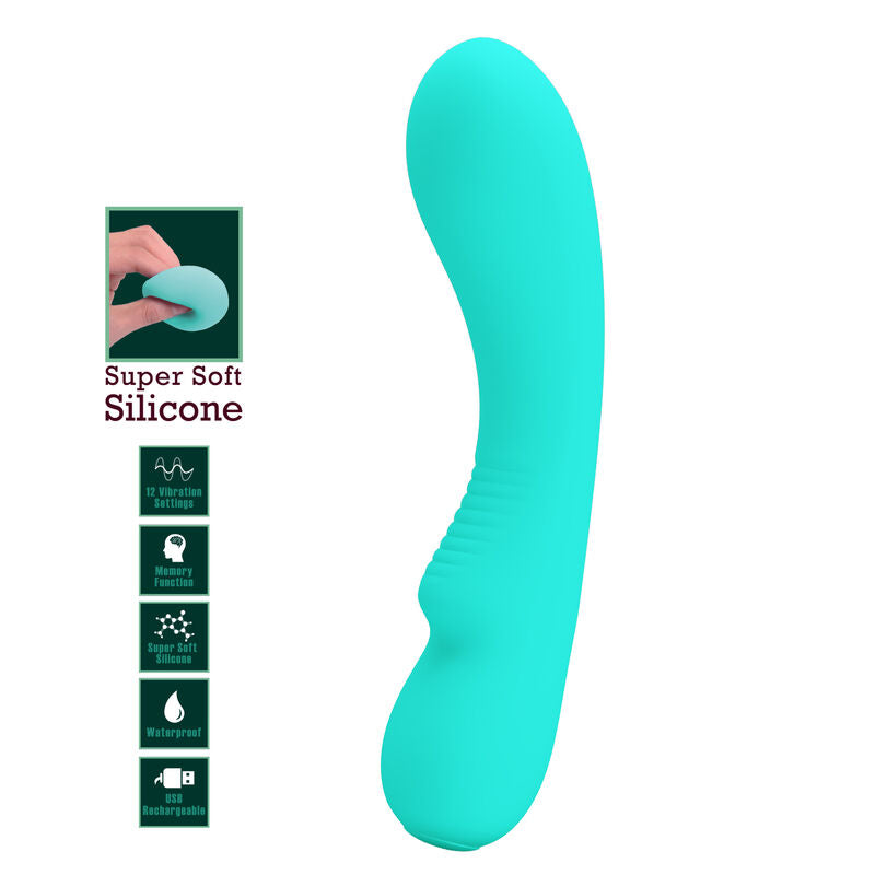 PRETTY LOVE - PRESCOTT RECHARGEABLE VIBRATOR AQUA GREEN - NOCTURNA DESIRES