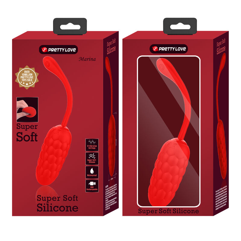 PRETTY LOVE - VIBRATING EGG WITH RED RECHARGEABLE MARINE TEXTURE - NOCTURNA DESIRES