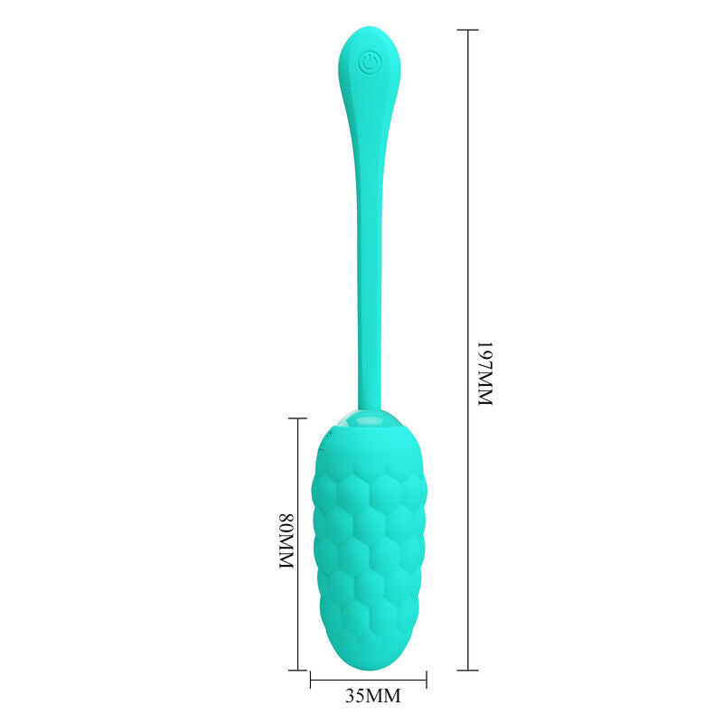 PRETTY LOVE - VIBRATING EGG WITH AQUA GREEN RECHARGEABLE MARINE TEXTURE - NOCTURNA DESIRES
