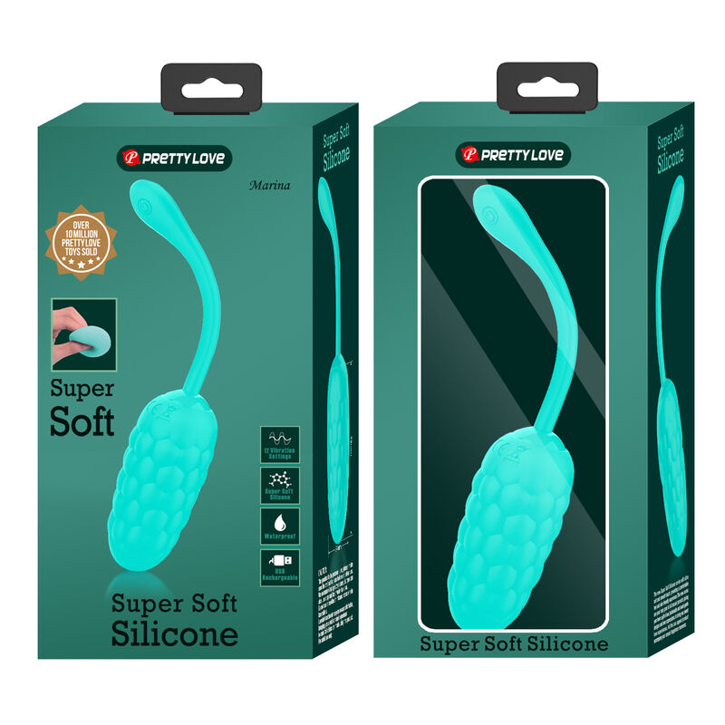 PRETTY LOVE - VIBRATING EGG WITH AQUA GREEN RECHARGEABLE MARINE TEXTURE - NOCTURNA DESIRES