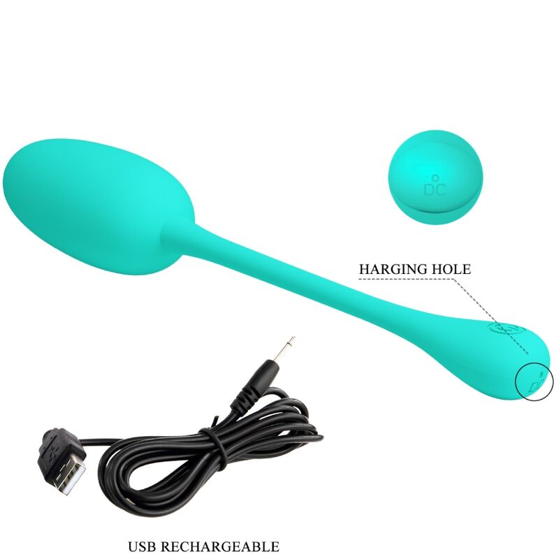 PRETTY LOVE - KNUCKER WATER GREEN RECHARGEABLE VIBRATING EGG - NOCTURNA DESIRES