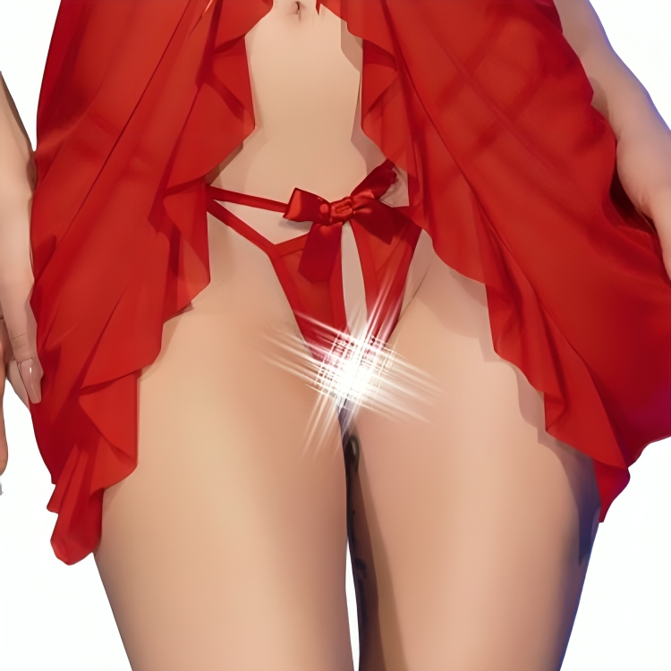 CHILIROSE - CR 4696 BABYDOLL & THONG CROTCHLESS RED S/M - NOCTURNA DESIRES