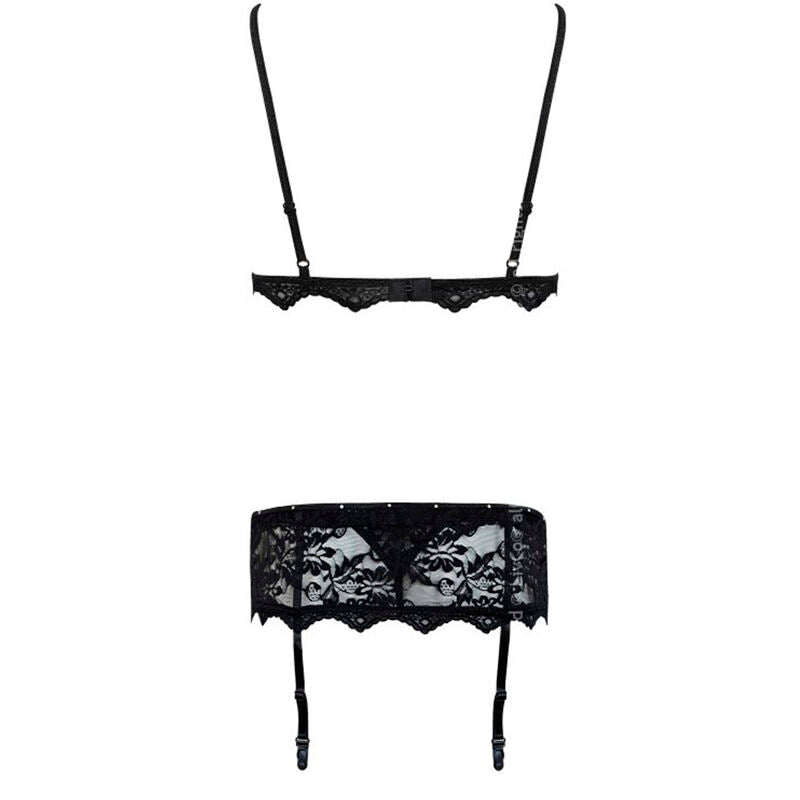 LIVCO CORSETTI FASHION - BELITA LC 90231 BRA + PANTY + GARTER BELT BLACK L/XL - NOCTURNA DESIRES