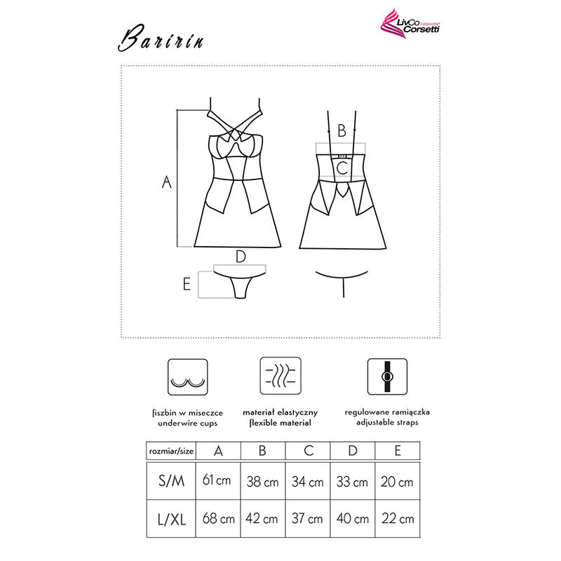 LIVCO CORSETTI FASHION - BARIRIN LC 90633 SHIRT + PANTY BLACK L/XL - NOCTURNA DESIRES