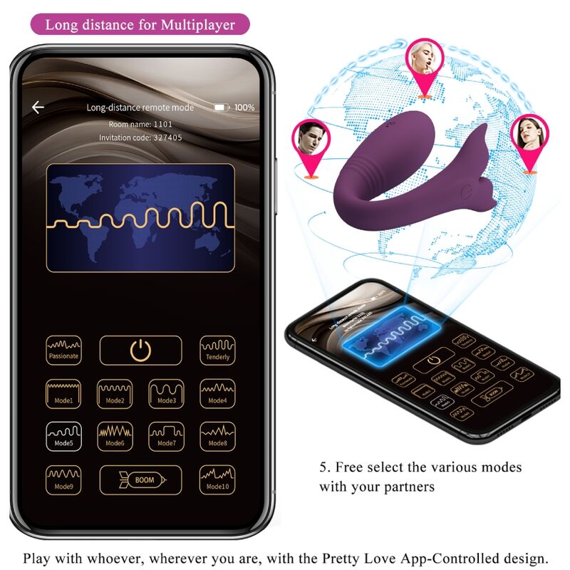 PRETTY LOVE - JAYLEEN VIBRATOR APP REMOTE CONTROL PURPLE - NOCTURNA DESIRES