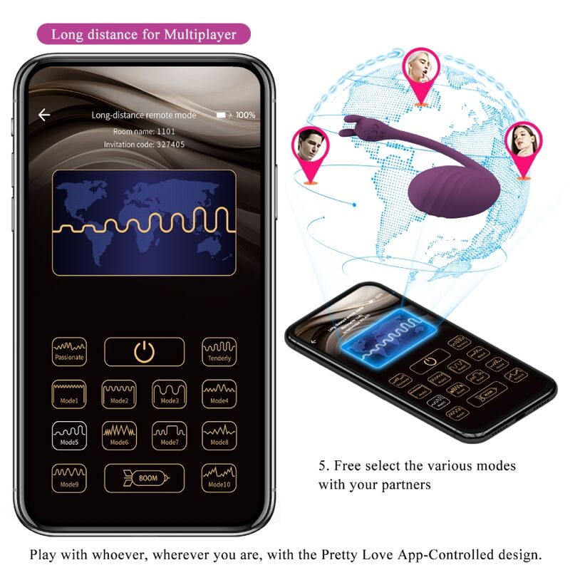 PRETTY LOVE - CATALINA VIBRATOR APP REMOTE CONTROL PURPLE - NOCTURNA DESIRES