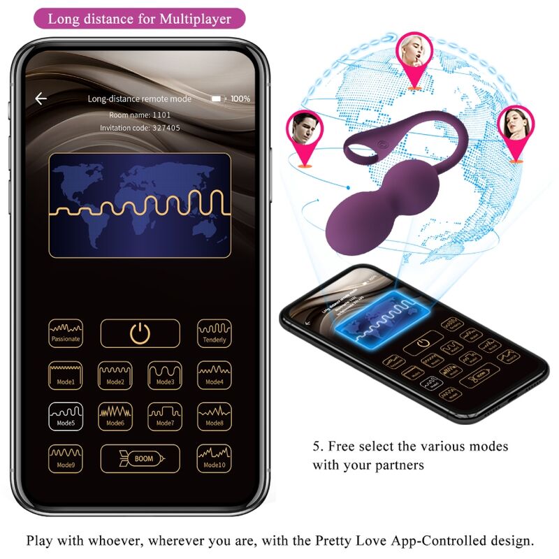 PRETTY LOVE - ELVIRA KEGEL BALLS APP REMOTE CONTROL PURPLE - NOCTURNA DESIRES