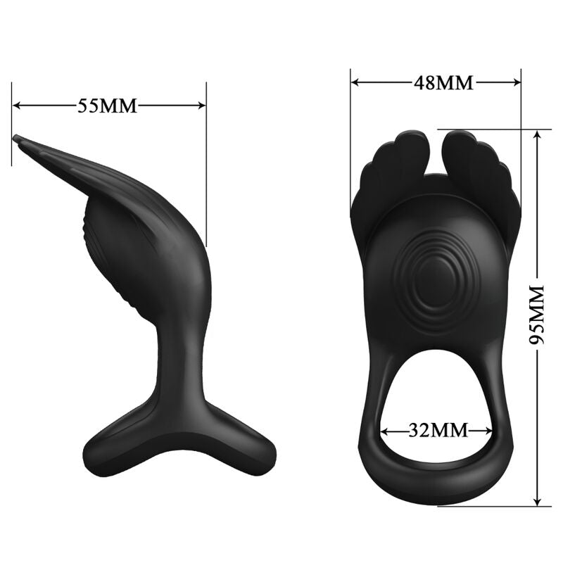 PRETTY LOVE - SILAS VIBRANT PENIS RING 7 VIBRATIONS BLACK SILICONE - NOCTURNA DESIRES