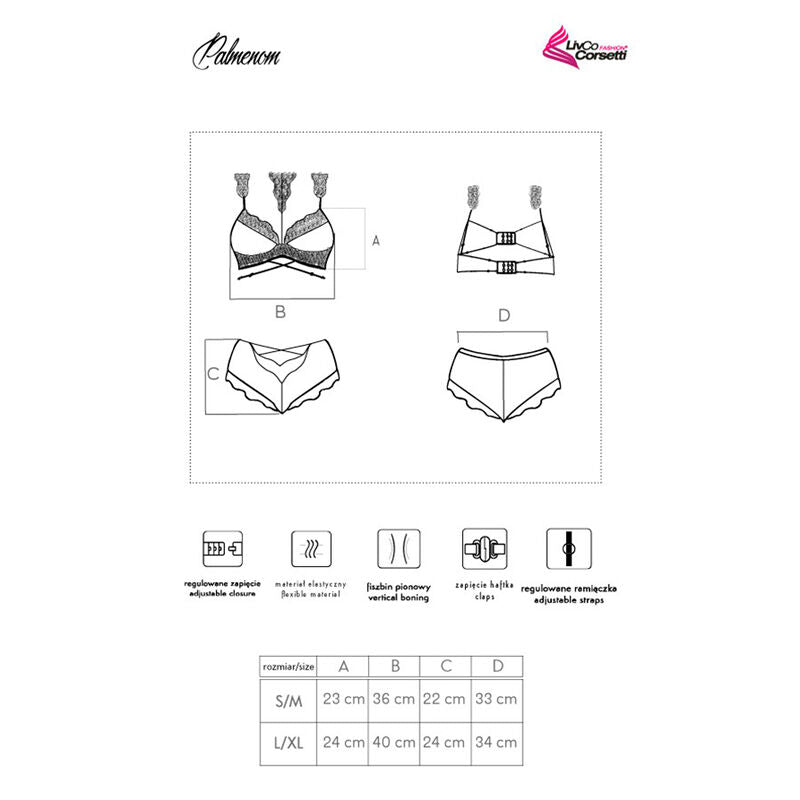 LIVCO CORSETTI FASHION - PALMENOM LC 90614 BRA + PANTY BLACK - NOCTURNA DESIRES