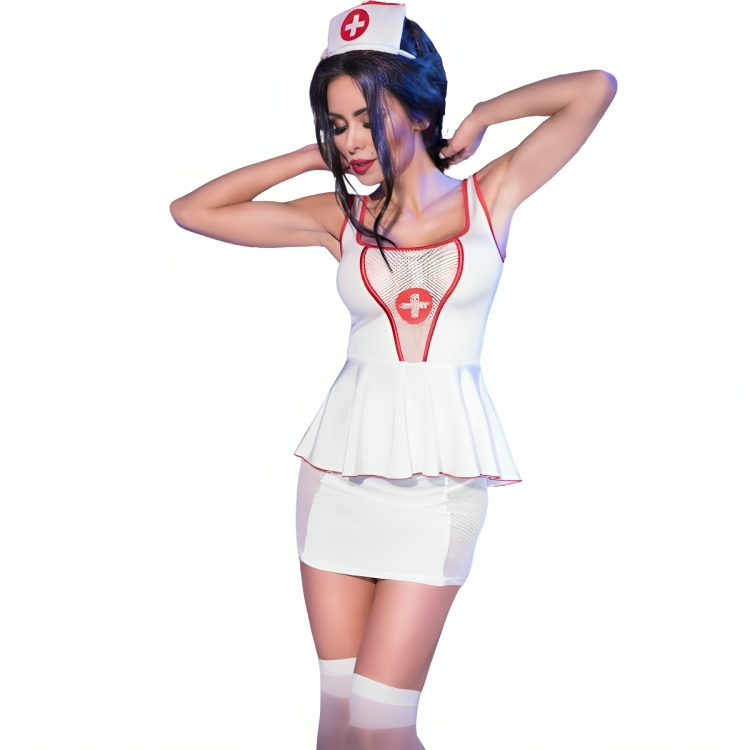 CHILIROSE - CR 4160 COSTUME NURSE TOP & SKIRT S/M - NOCTURNA DESIRES