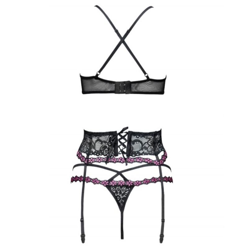 LIVCO CORSETTI FASHION - SNEHANA LC 90443 BRA + GARTER BELT + PANTY BLACK L/XL - NOCTURNA DESIRES