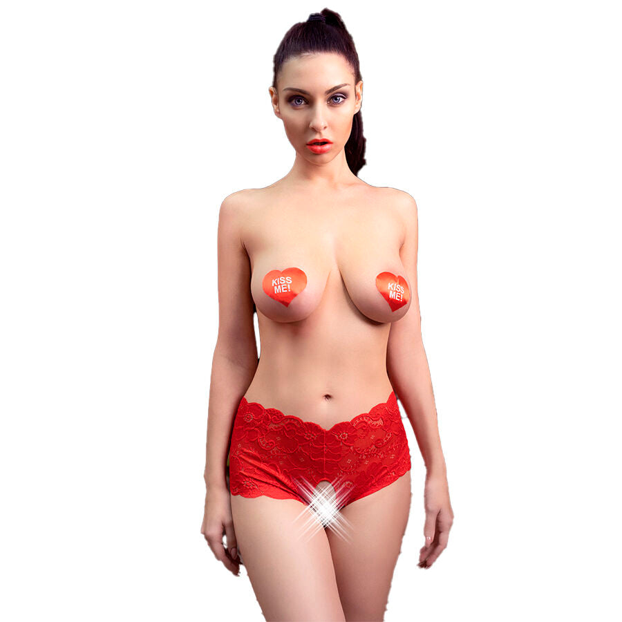 CHILIROSE - CR 4641 PANTIES CROTCHLESS RED S/M - NOCTURNA DESIRES