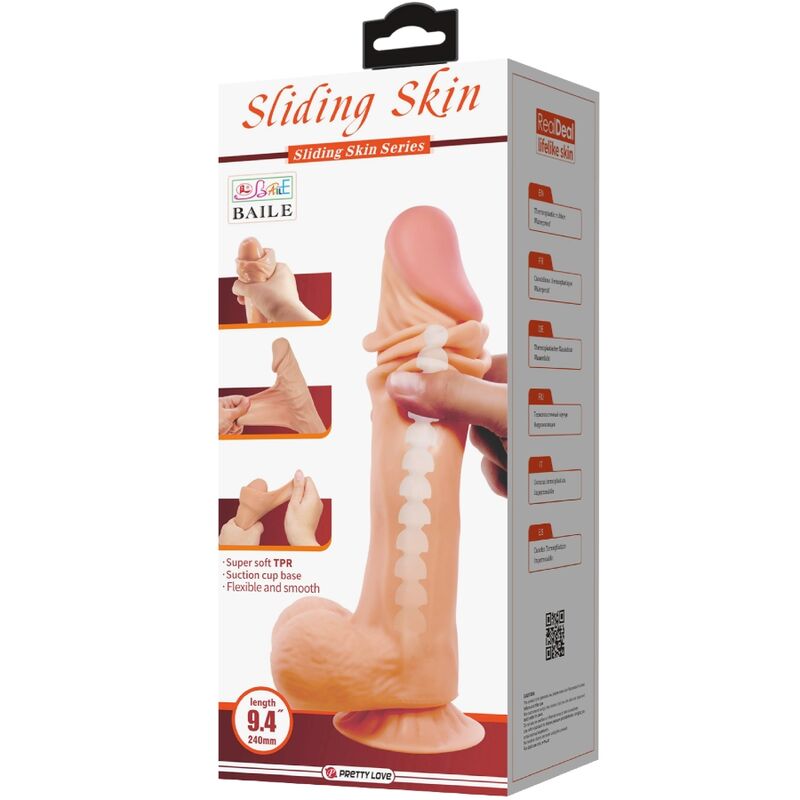 PRETTY LOVE - SLIDING SKIN SERIES REALISTIC DILDO WITH SLIDING SKIN SUCTION CUP 24 CM - NOCTURNA DESIRES