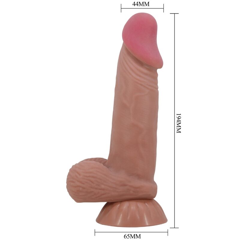 PRETTY LOVE - SLIDING SKIN SERIES REALISTIC DILDO WITH SLIDING BROWN SKIN SUCTION CUP 19.4 CM - NOCTURNA DESIRES