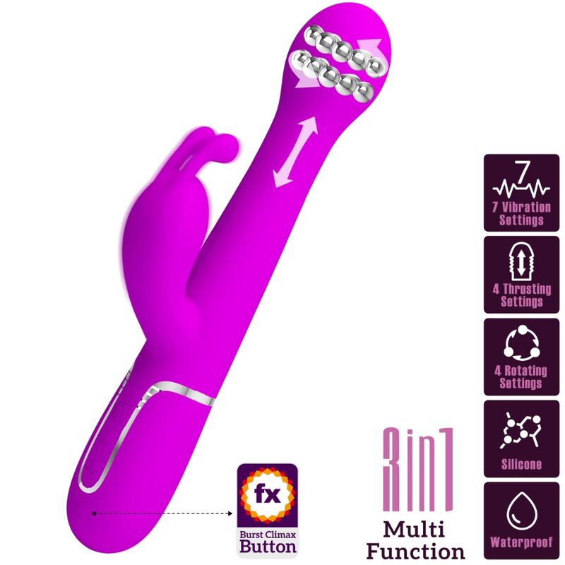 PRETTY LOVE - DEJON RABBIT VIBRATOR 3 IN 1 MULTIFUNCTION VIOLET - NOCTURNA DESIRES