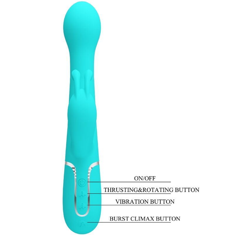 PRETTY LOVE - DEJON RABBIT VIBRATOR 3 IN 1 MULTIFUNCTION AQUA GREEN - NOCTURNA DESIRES