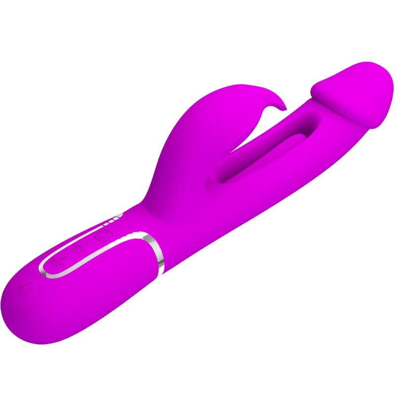 PRETTY LOVE - KAMPAS RABBIT 3 IN 1 MULTIFUNCTION VIBRATOR WITH TONGUE FUCHSIA - NOCTURNA DESIRES