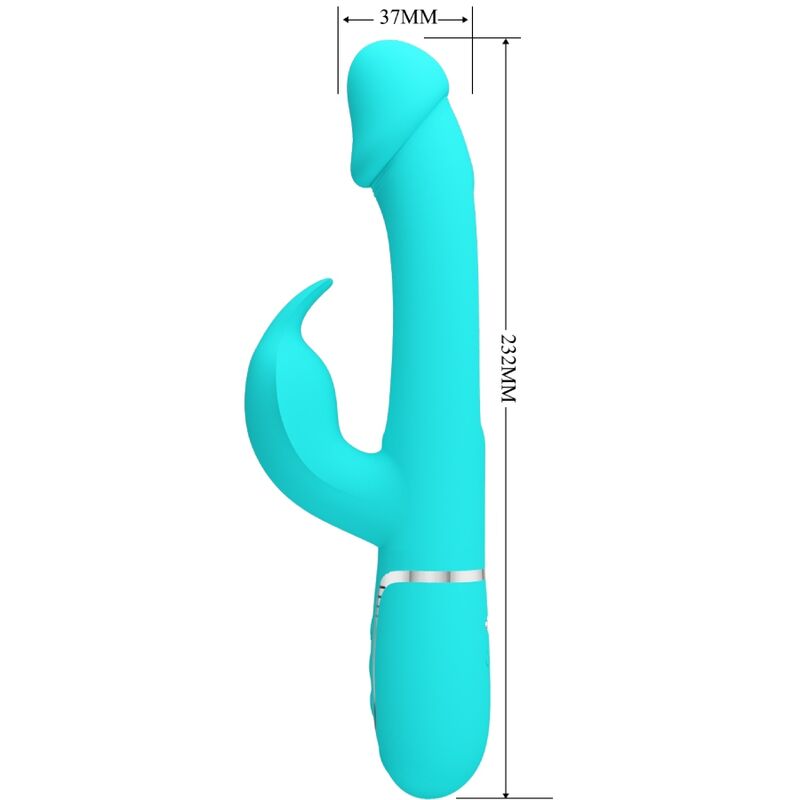PRETTY LOVE - KAMPAS RABBIT 3 IN 1 MULTIFUNCTION VIBRATOR WITH TONGUE AQUA GREEN - NOCTURNA DESIRES