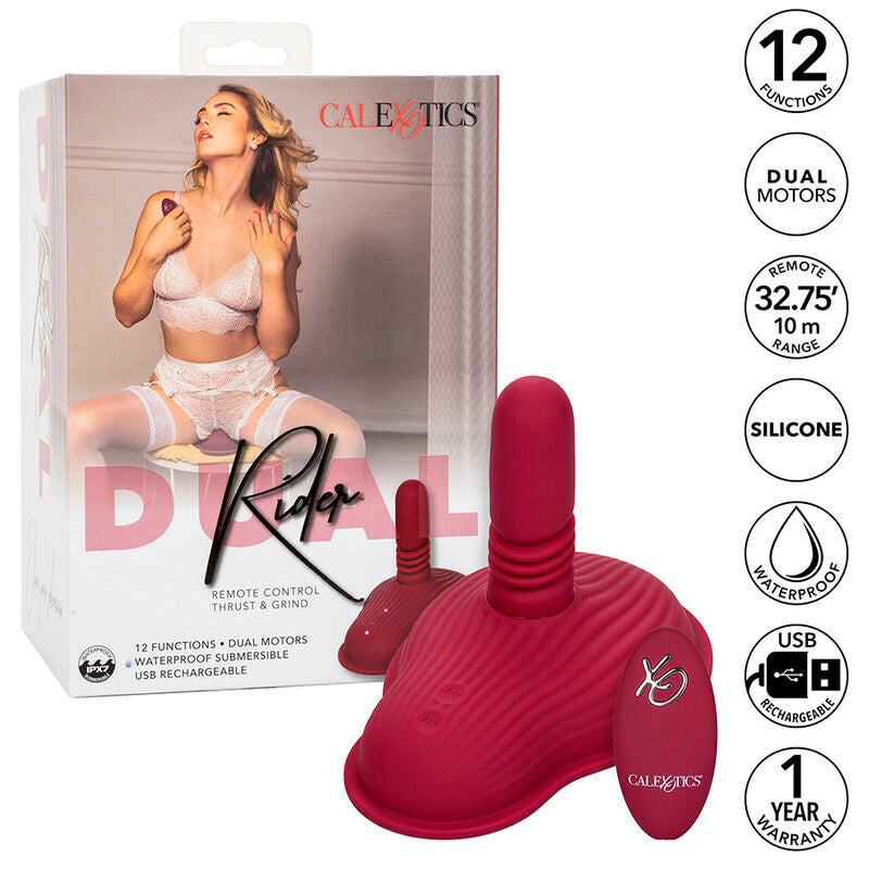 CALEXOTICS - RIDER MASSAGER DOUBLE MOTOR REMOTE CONTROL RED - NOCTURNA DESIRES