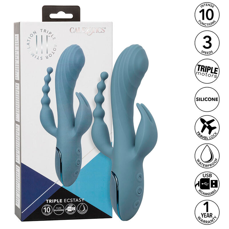 CALEXOTICS - VIBRATOR TRIPLE ECSTASY GREY - NOCTURNA DESIRES